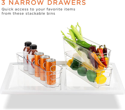 Fridge Bins and Freezer Bins Refrigerator Organizer Stackable Food Storage Containers BPA-Free Drawer Organizers for Refrigerator Freezer and Pantry