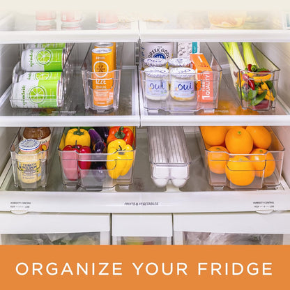 Fridge Bins and Freezer Bins Refrigerator Organizer Stackable Food Storage Containers BPA-Free Drawer Organizers for Refrigerator Freezer and Pantry