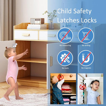 10 Pack Child Cabinet Locks, Baby Proofing Safety Locks for Cabinets, Drawers, Appliances, Easy Installation, No Drilling Required, Ideal for Toddlers and Babies (10P white)