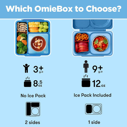 OmieBox Kids Insulated Leakproof Bento Lunch Box with Food Jar (Blue Sky)