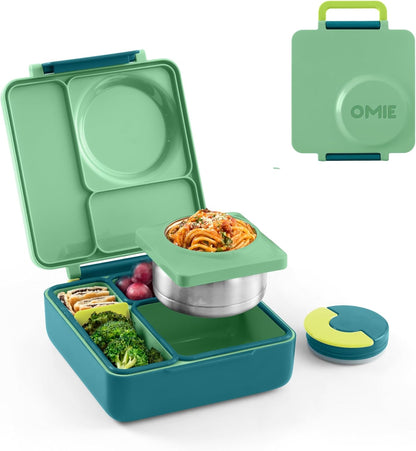 OmieBox Kids Insulated Leakproof Bento Lunch Box with Food Jar (Blue Sky)