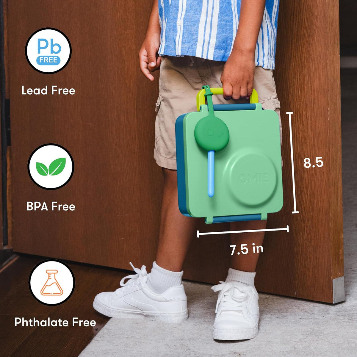 OmieBox Kids Insulated Leakproof Bento Lunch Box with Food Jar (Blue Sky)