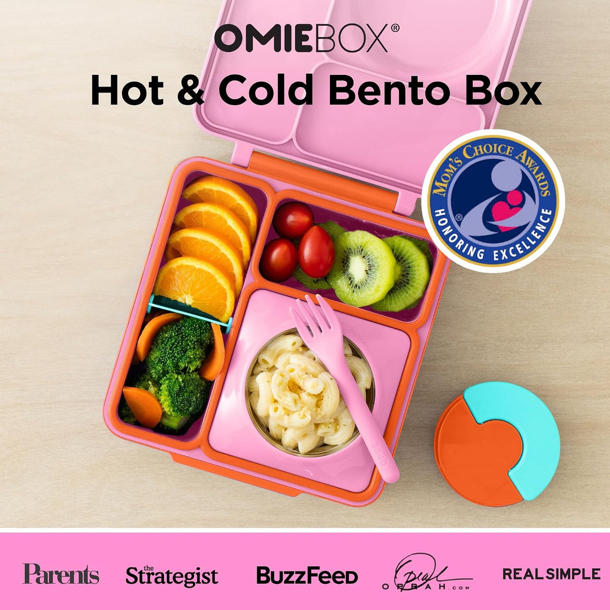 OmieBox Kids Insulated Leakproof Bento Lunch Box with Food Jar (Blue Sky)