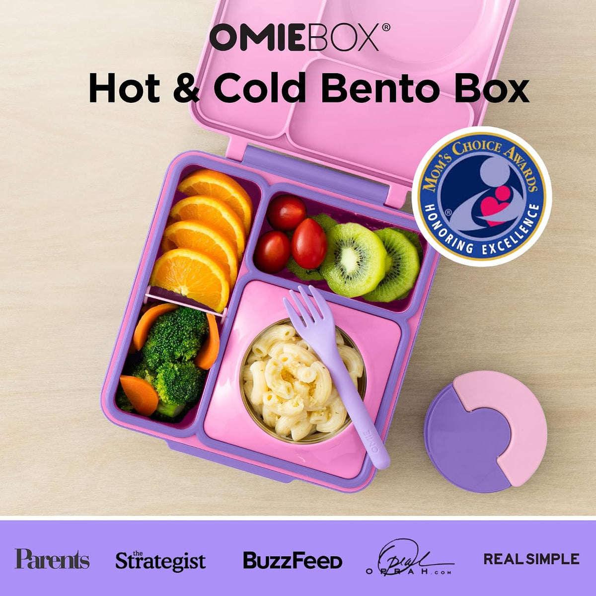 OmieBox Kids Insulated Leakproof Bento Lunch Box with Food Jar (Blue Sky)