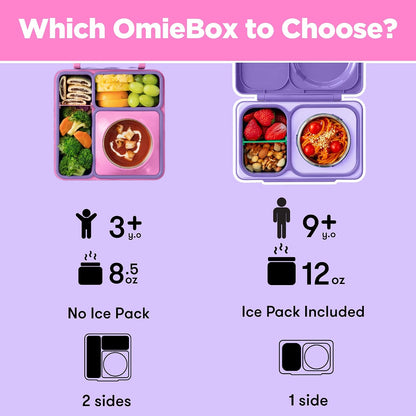 OmieBox Kids Insulated Leakproof Bento Lunch Box with Food Jar (Blue Sky)