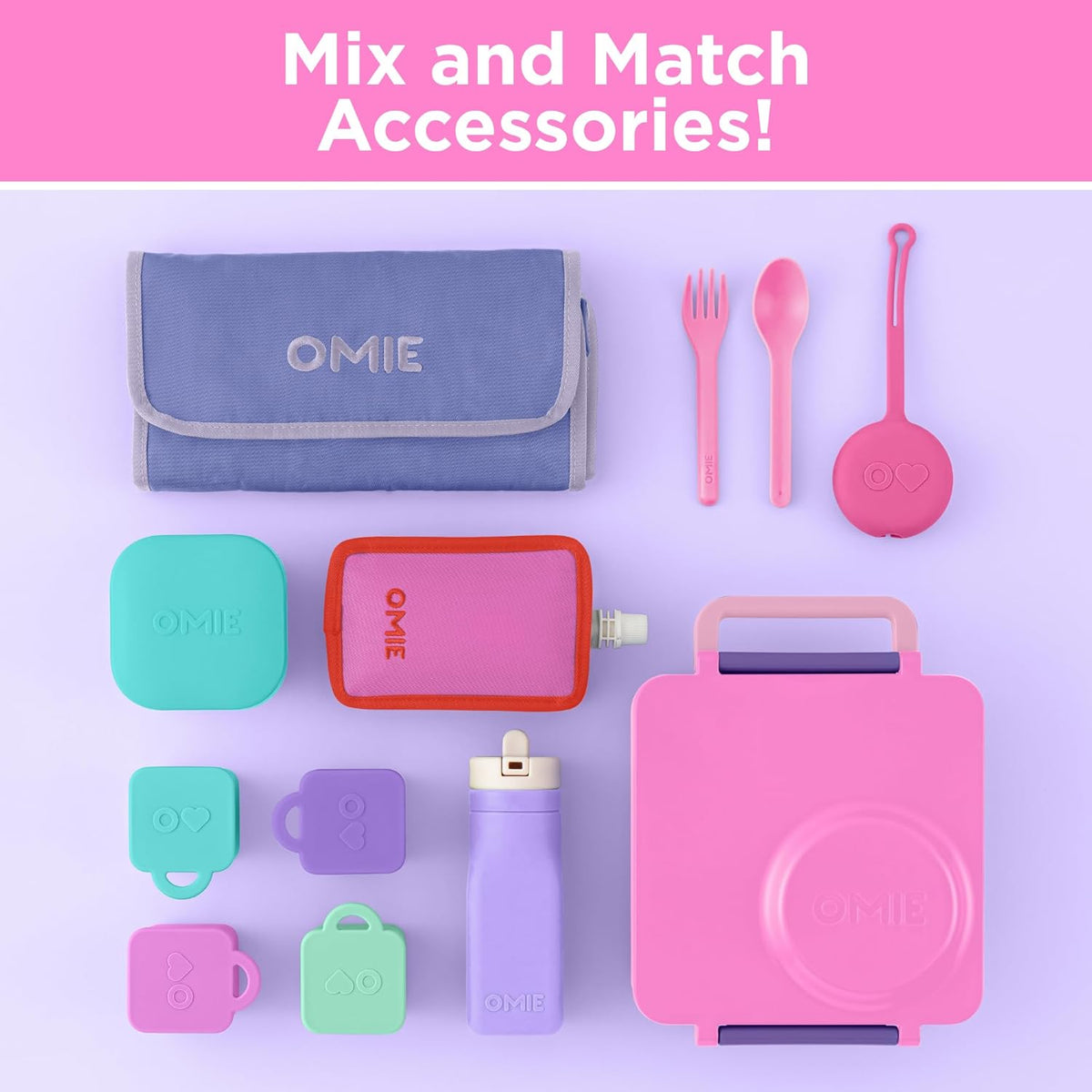 OmieBox Kids Insulated Leakproof Bento Lunch Box with Food Jar (Blue Sky)