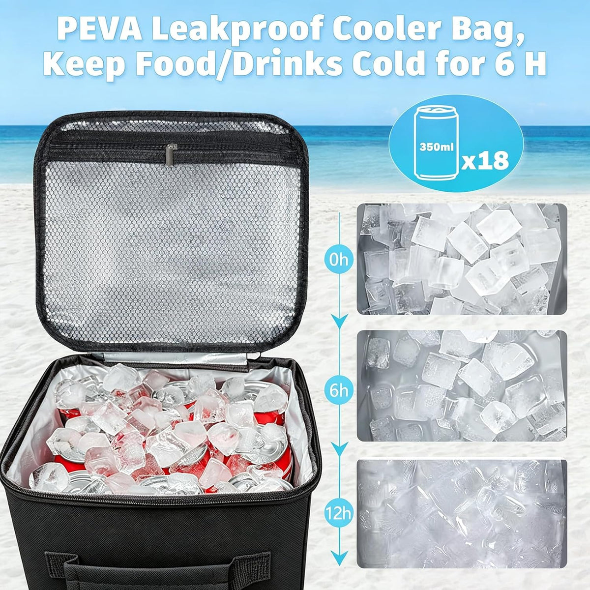 XYFuuee 2-in-1 Cooler Organizer Insert for X Large Bogg Bag Accessories, PEVA Portable Leak-Proof Ice Chest, Lightweight Mesh Divider Inserts Pouch with 4Fastener for XL Bog Beach Rubber Tote