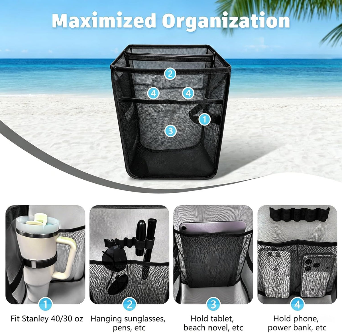 XYFuuee 2-in-1 Cooler Organizer Insert for X Large Bogg Bag Accessories, PEVA Portable Leak-Proof Ice Chest, Lightweight Mesh Divider Inserts Pouch with 4Fastener for XL Bog Beach Rubber Tote