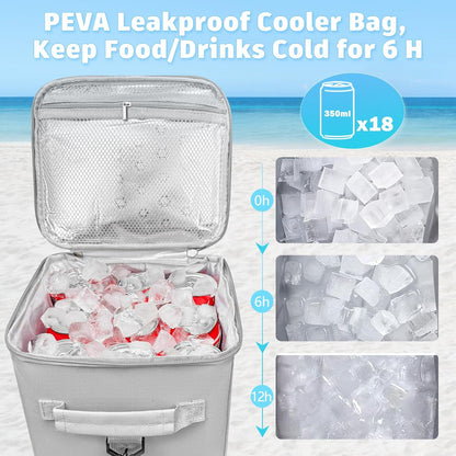 XYFuuee 2-in-1 Cooler Organizer Insert for X Large Bogg Bag Accessories, PEVA Portable Leak-Proof Ice Chest, Lightweight Mesh Divider Inserts Pouch with 4Fastener for XL Bog Beach Rubber Tote