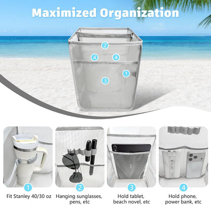XYFuuee 2-in-1 Cooler Organizer Insert for X Large Bogg Bag Accessories, PEVA Portable Leak-Proof Ice Chest, Lightweight Mesh Divider Inserts Pouch with 4Fastener for XL Bog Beach Rubber Tote