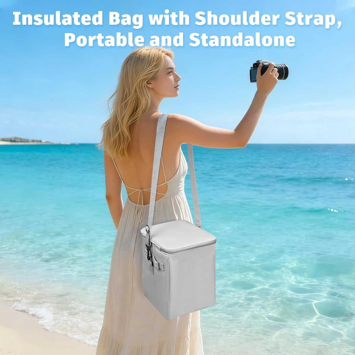 XYFuuee 2-in-1 Cooler Organizer Insert for X Large Bogg Bag Accessories, PEVA Portable Leak-Proof Ice Chest, Lightweight Mesh Divider Inserts Pouch with 4Fastener for XL Bog Beach Rubber Tote