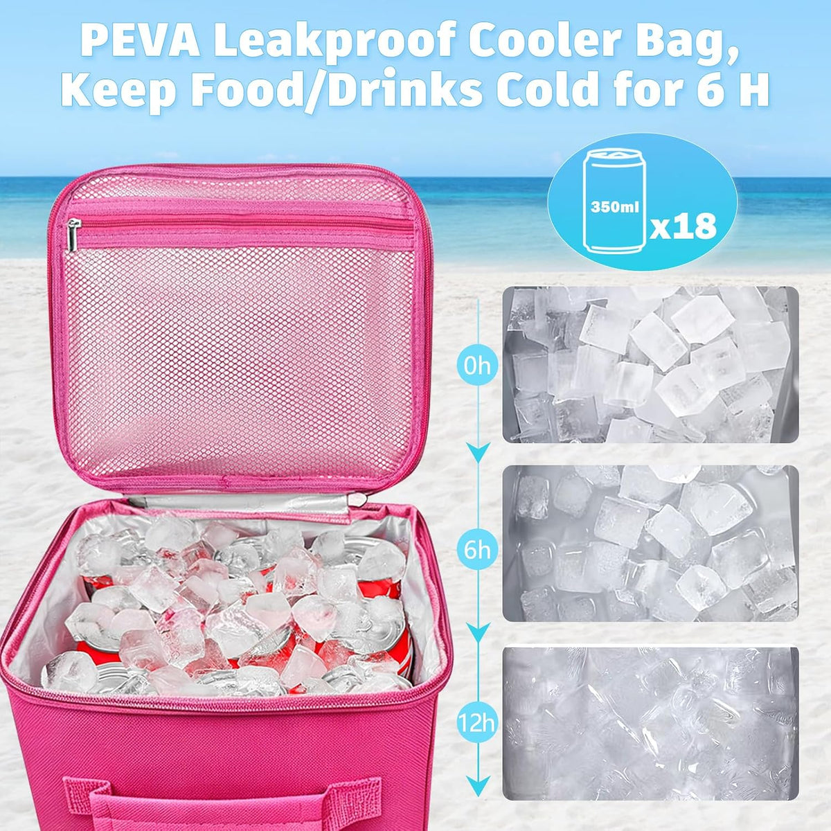 XYFuuee 2-in-1 Cooler Organizer Insert for X Large Bogg Bag Accessories, PEVA Portable Leak-Proof Ice Chest, Lightweight Mesh Divider Inserts Pouch with 4Fastener for XL Bog Beach Rubber Tote
