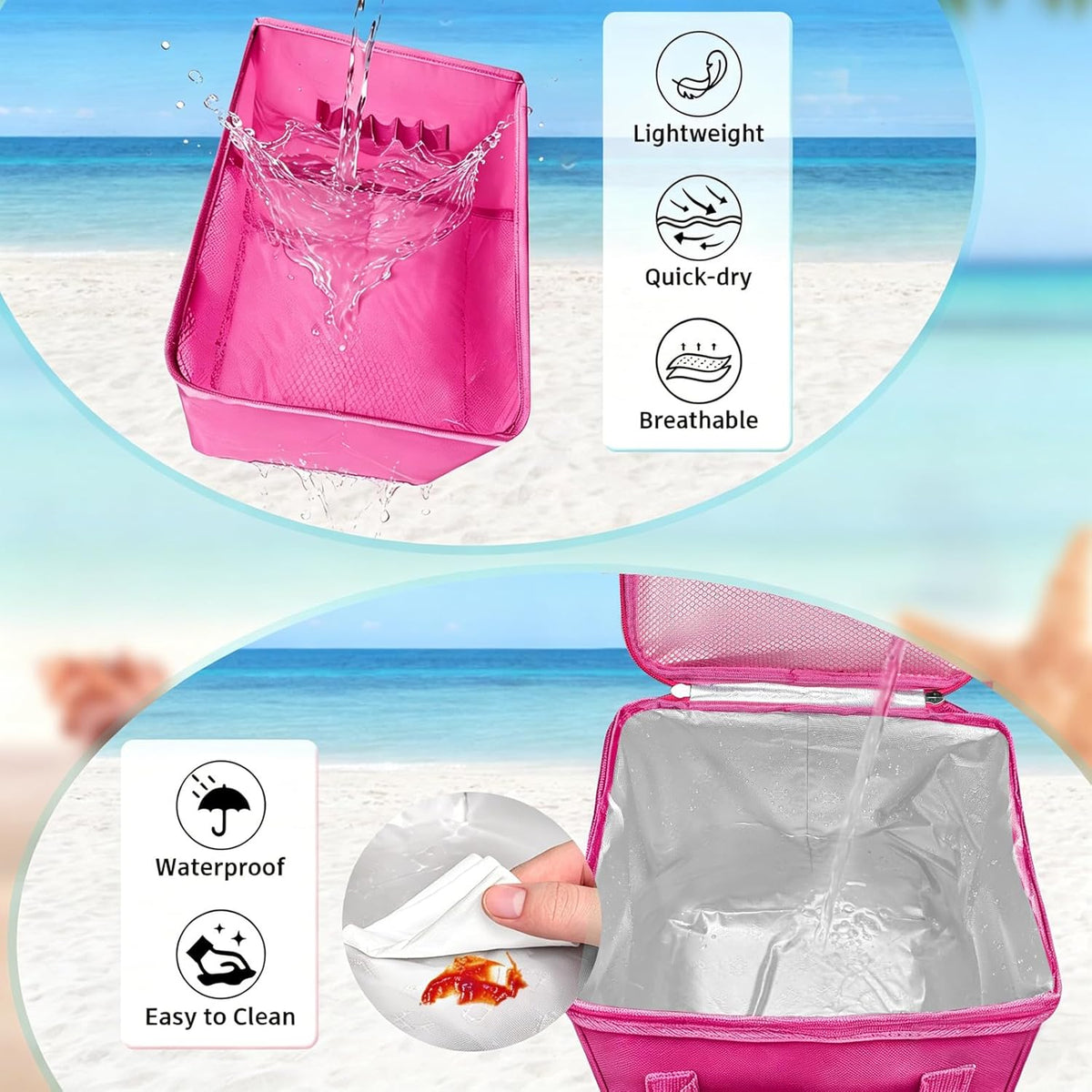 XYFuuee 2-in-1 Cooler Organizer Insert for X Large Bogg Bag Accessories, PEVA Portable Leak-Proof Ice Chest, Lightweight Mesh Divider Inserts Pouch with 4Fastener for XL Bog Beach Rubber Tote