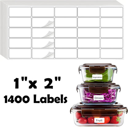 1400 Pcs 1"x2" Blank Removable Freezer Labels for Food Containers | No Residue Food Labels, Waterproof & Oil-Resistant & Tear-Resistant Stickers for Jars, Pantry Organization