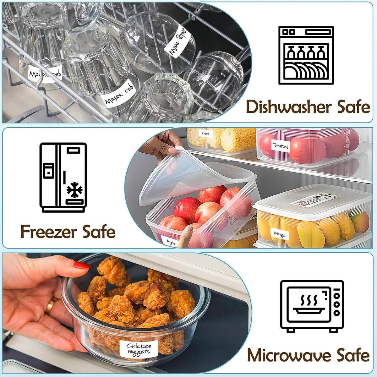 1400 Pcs 1"x2" Blank Removable Freezer Labels for Food Containers | No Residue Food Labels, Waterproof & Oil-Resistant & Tear-Resistant Stickers for Jars, Pantry Organization