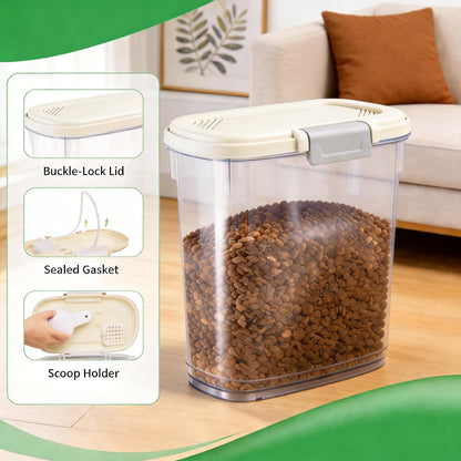 10-15 Lbs Dog Cat Pet Food Storage Container Airtight, Slim Dry Food Bin