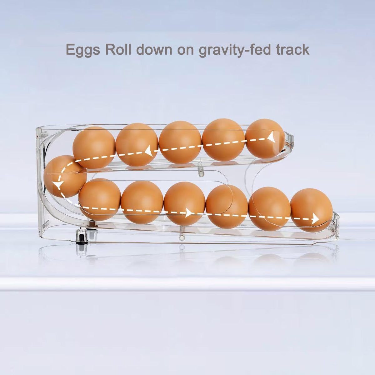 Egg Holder for Fridge, FIFO Egg Roller for Eggs 12 Count, Clear | Auto Rolling Egg Storage Organizer Container, Dispenser for Refrigerator, Space Saving