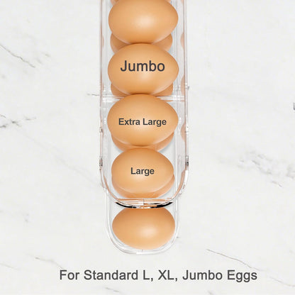 Egg Holder for Fridge, FIFO Egg Roller for Eggs 12 Count, Clear | Auto Rolling Egg Storage Organizer Container, Dispenser for Refrigerator, Space Saving