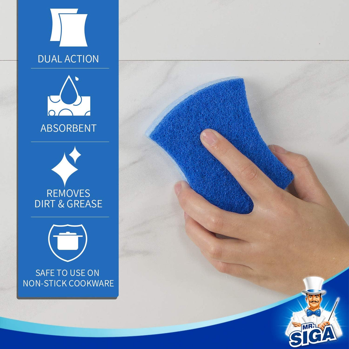 Non-Scratch Cellulose Scrub Sponge, Dual-Sided Dish Sponge, 12 Pack