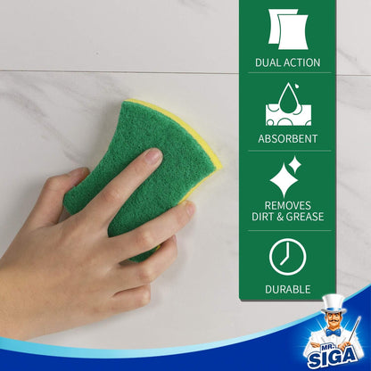 Non-Scratch Cellulose Scrub Sponge, Dual-Sided Dish Sponge, 12 Pack
