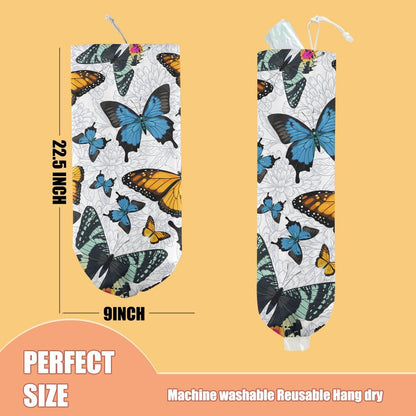 Gothic Moth Butterfly Plastic Bag Holder, Wall Mount Grocery Bag Holder | Plastic Storage bag, Pull Rope Free Adjustment, Plastic Bag Holders for Grocery Bags, Plastic Bag Dispenser for Home Kitchen
