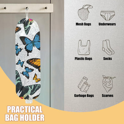 Gothic Moth Butterfly Plastic Bag Holder, Wall Mount Grocery Bag Holder | Plastic Storage bag, Pull Rope Free Adjustment, Plastic Bag Holders for Grocery Bags, Plastic Bag Dispenser for Home Kitchen