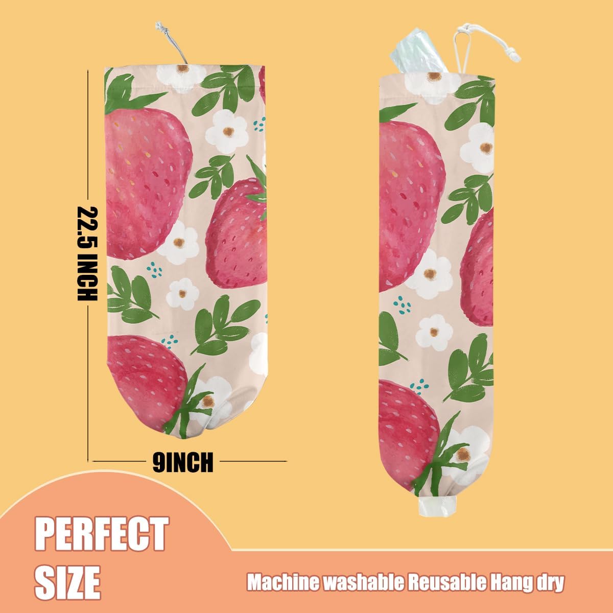 Gothic Moth Butterfly Plastic Bag Holder, Wall Mount Grocery Bag Holder | Plastic Storage bag, Pull Rope Free Adjustment, Plastic Bag Holders for Grocery Bags, Plastic Bag Dispenser for Home Kitchen