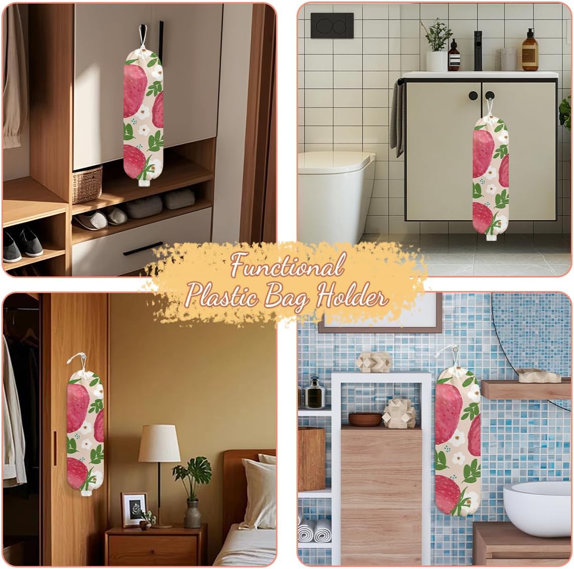 Gothic Moth Butterfly Plastic Bag Holder, Wall Mount Grocery Bag Holder | Plastic Storage bag, Pull Rope Free Adjustment, Plastic Bag Holders for Grocery Bags, Plastic Bag Dispenser for Home Kitchen