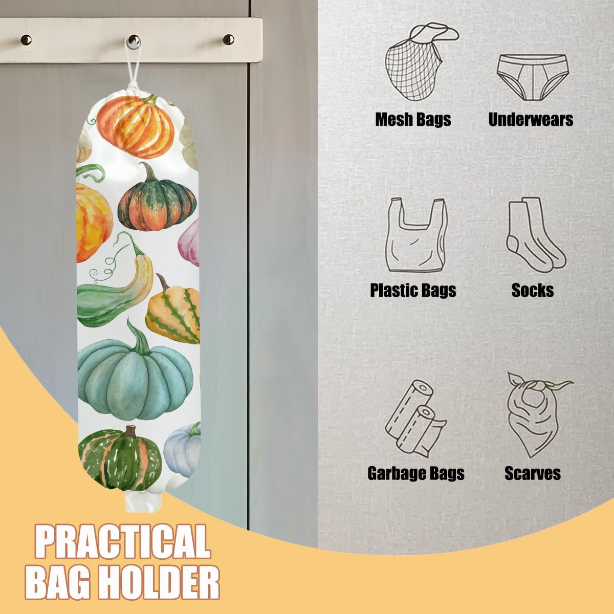 Gothic Moth Butterfly Plastic Bag Holder, Wall Mount Grocery Bag Holder | Plastic Storage bag, Pull Rope Free Adjustment, Plastic Bag Holders for Grocery Bags, Plastic Bag Dispenser for Home Kitchen
