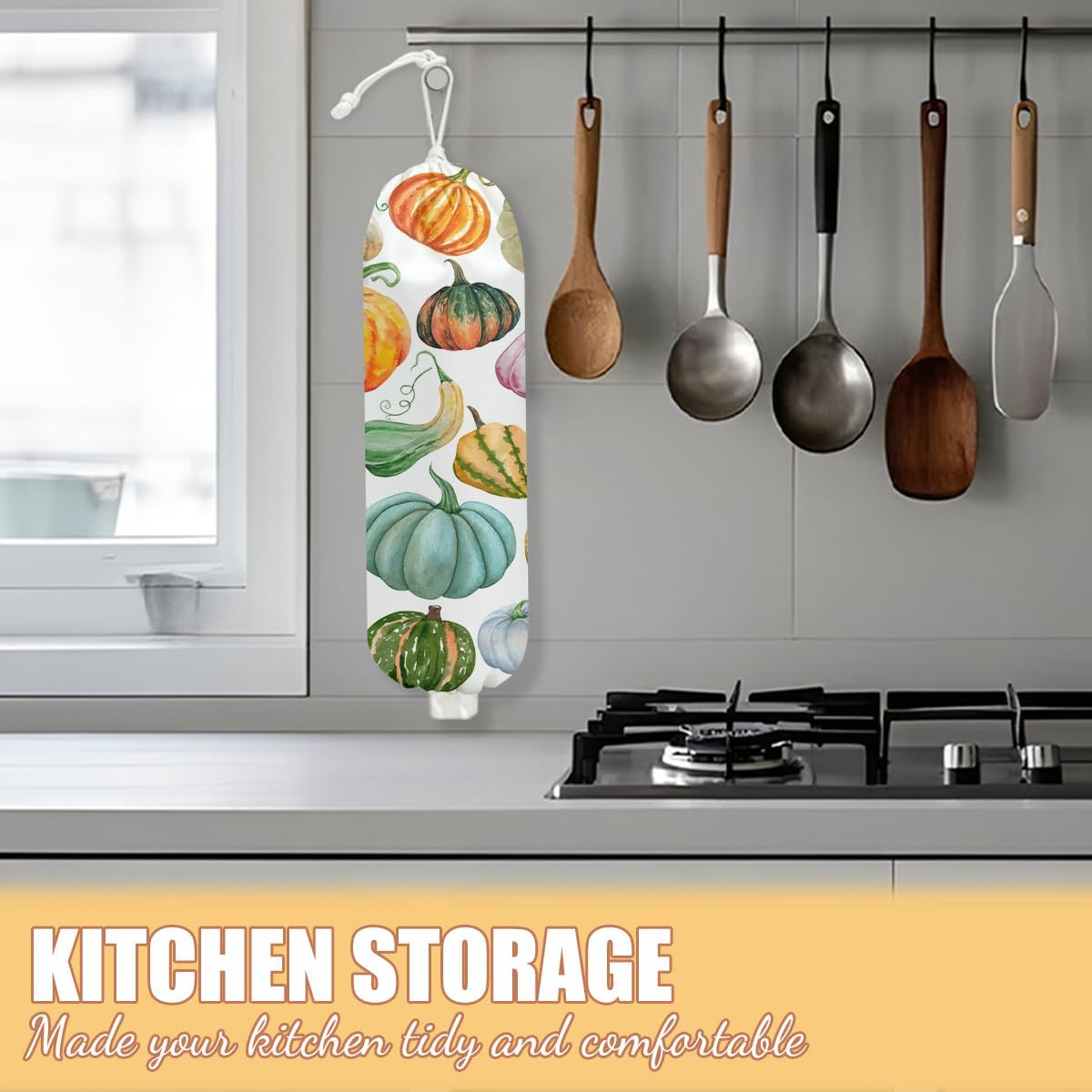 Gothic Moth Butterfly Plastic Bag Holder, Wall Mount Grocery Bag Holder | Plastic Storage bag, Pull Rope Free Adjustment, Plastic Bag Holders for Grocery Bags, Plastic Bag Dispenser for Home Kitchen