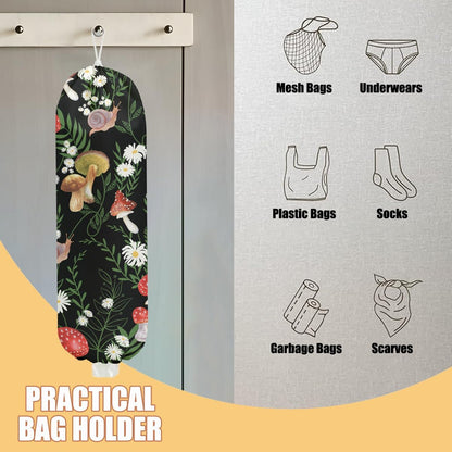 Gothic Moth Butterfly Plastic Bag Holder, Wall Mount Grocery Bag Holder | Plastic Storage bag, Pull Rope Free Adjustment, Plastic Bag Holders for Grocery Bags, Plastic Bag Dispenser for Home Kitchen