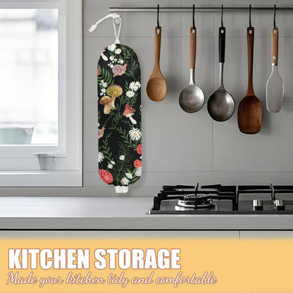 Gothic Moth Butterfly Plastic Bag Holder, Wall Mount Grocery Bag Holder | Plastic Storage bag, Pull Rope Free Adjustment, Plastic Bag Holders for Grocery Bags, Plastic Bag Dispenser for Home Kitchen