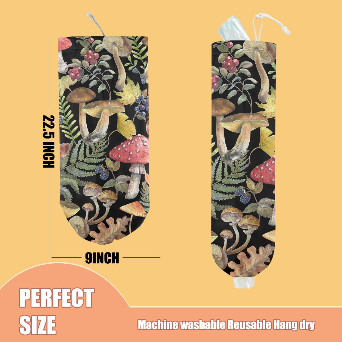 Gothic Moth Butterfly Plastic Bag Holder, Wall Mount Grocery Bag Holder | Plastic Storage bag, Pull Rope Free Adjustment, Plastic Bag Holders for Grocery Bags, Plastic Bag Dispenser for Home Kitchen