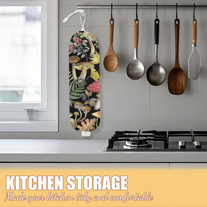 Gothic Moth Butterfly Plastic Bag Holder, Wall Mount Grocery Bag Holder | Plastic Storage bag, Pull Rope Free Adjustment, Plastic Bag Holders for Grocery Bags, Plastic Bag Dispenser for Home Kitchen