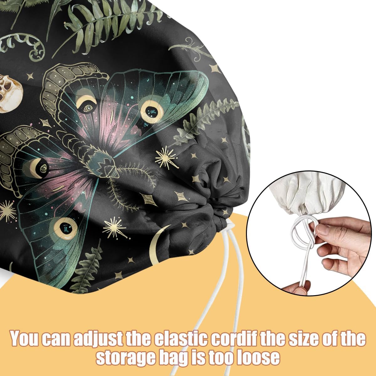 Gothic Moth Butterfly Plastic Bag Holder, Wall Mount Grocery Bag Holder | Plastic Storage bag, Pull Rope Free Adjustment, Plastic Bag Holders for Grocery Bags, Plastic Bag Dispenser for Home Kitchen