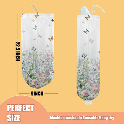 Gothic Moth Butterfly Plastic Bag Holder, Wall Mount Grocery Bag Holder | Plastic Storage bag, Pull Rope Free Adjustment, Plastic Bag Holders for Grocery Bags, Plastic Bag Dispenser for Home Kitchen