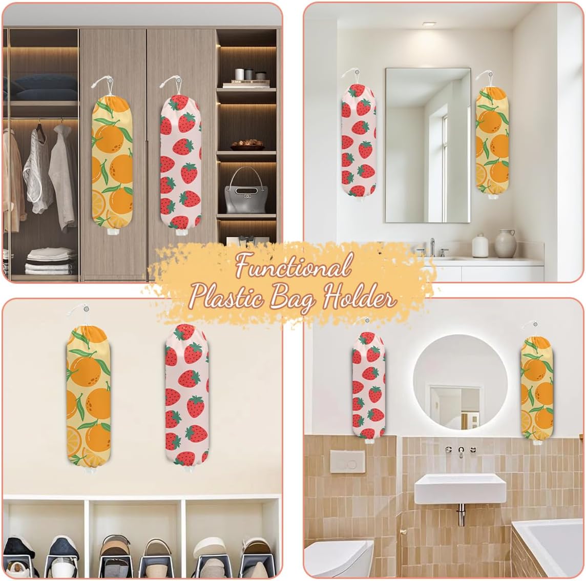 Gothic Moth Butterfly Plastic Bag Holder, Wall Mount Grocery Bag Holder | Plastic Storage bag, Pull Rope Free Adjustment, Plastic Bag Holders for Grocery Bags, Plastic Bag Dispenser for Home Kitchen