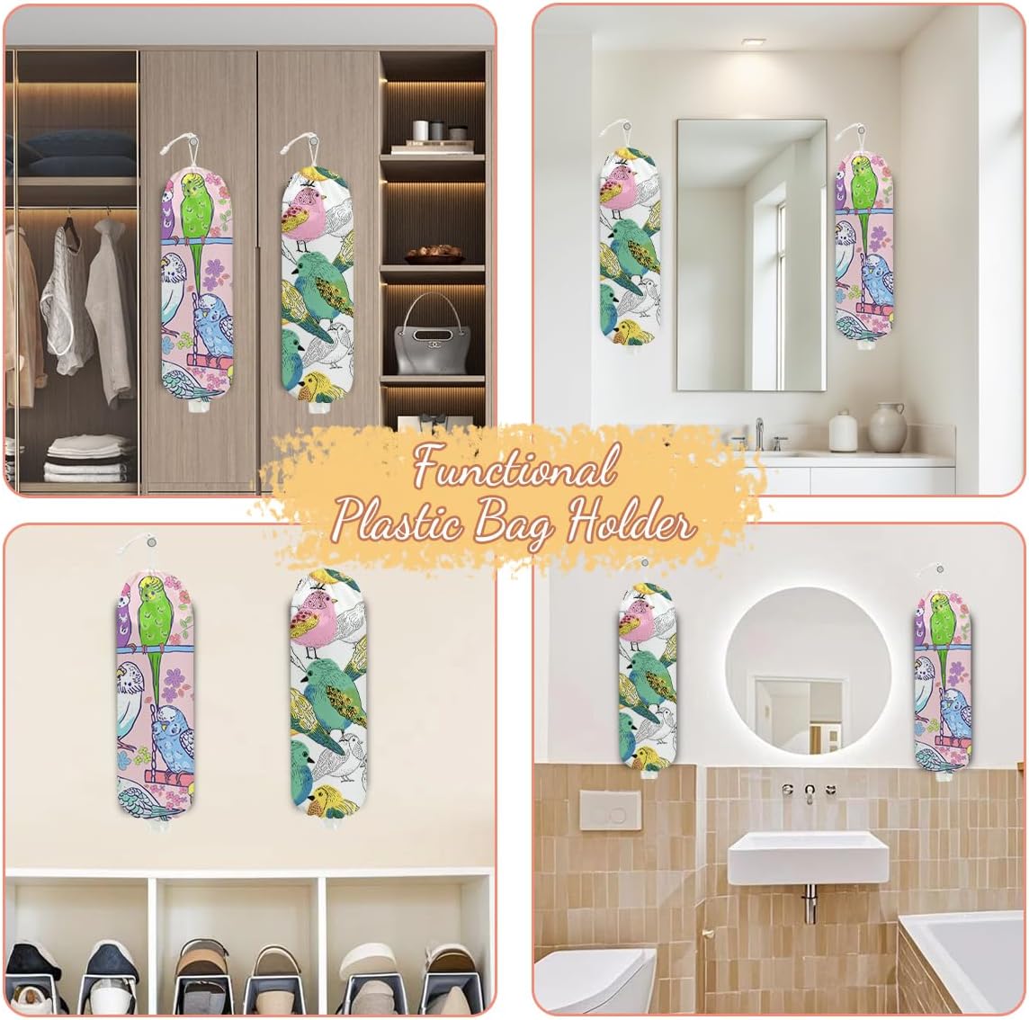 Gothic Moth Butterfly Plastic Bag Holder, Wall Mount Grocery Bag Holder | Plastic Storage bag, Pull Rope Free Adjustment, Plastic Bag Holders for Grocery Bags, Plastic Bag Dispenser for Home Kitchen