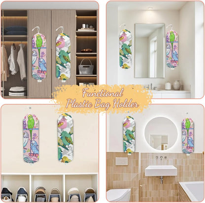 Gothic Moth Butterfly Plastic Bag Holder, Wall Mount Grocery Bag Holder | Plastic Storage bag, Pull Rope Free Adjustment, Plastic Bag Holders for Grocery Bags, Plastic Bag Dispenser for Home Kitchen