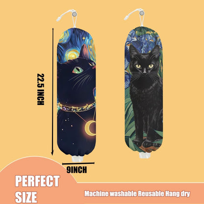 Gothic Moth Butterfly Plastic Bag Holder, Wall Mount Grocery Bag Holder | Plastic Storage bag, Pull Rope Free Adjustment, Plastic Bag Holders for Grocery Bags, Plastic Bag Dispenser for Home Kitchen