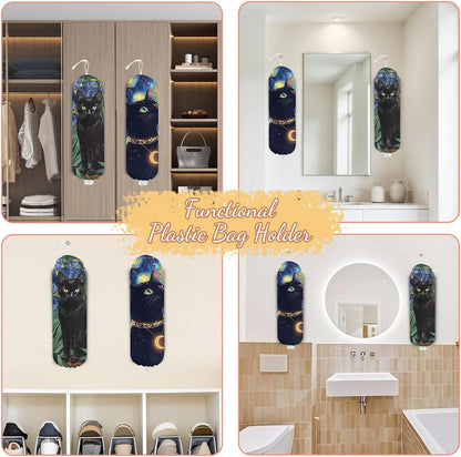 Gothic Moth Butterfly Plastic Bag Holder, Wall Mount Grocery Bag Holder | Plastic Storage bag, Pull Rope Free Adjustment, Plastic Bag Holders for Grocery Bags, Plastic Bag Dispenser for Home Kitchen