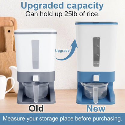 Rice Dispenser 20 Lbs with Moisture Absorbing Clay, Rice Storage Container with Measuring Cup, 12 L Cereal Containers Storage Airtight for Kitchen Pantry Organization