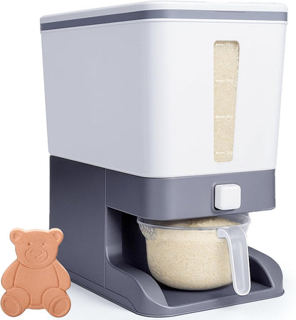 Rice Dispenser 20 Lbs with Moisture Absorbing Clay, Rice Storage Container with Measuring Cup, 12 L Cereal Containers Storage Airtight for Kitchen Pantry Organization
