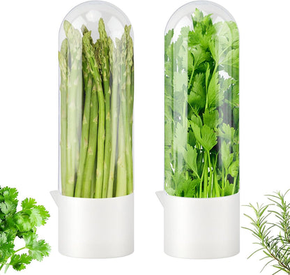 Fresh Herb Saver Cilantro Storage Containers for Refrigerator, Transparent Herbs Saver fits Fridge Asparagus Parsley Mint Leaves, Keeps Greens Vegetables for 2-3 Weeks(SIZE:)
