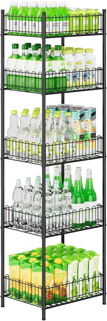 Soda Can Organizer for Pantry 5 Tier Water Bottle Organizer Holder for Tumbler Travel Mug Cup, Freestanding Can Storage Organizer for Pantry Kitchen Living Room Organization