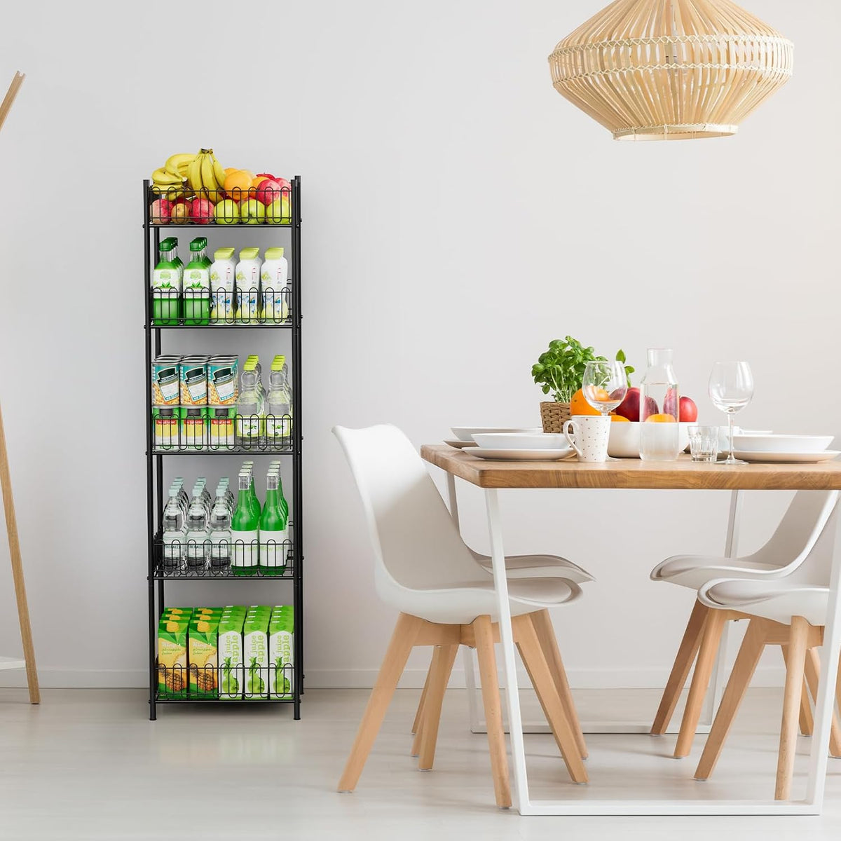 Soda Can Organizer for Pantry 5 Tier Water Bottle Organizer Holder for Tumbler Travel Mug Cup, Freestanding Can Storage Organizer for Pantry Kitchen Living Room Organization