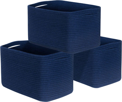 MINTWOOD Design 3-Pack Decorative Woven Storage Baskets for Shelves, Cube Bin Box for Organizing Books, Shoes, Dog Toys, Pantry Closet and Living Room Organizer, Oatmeal Brown