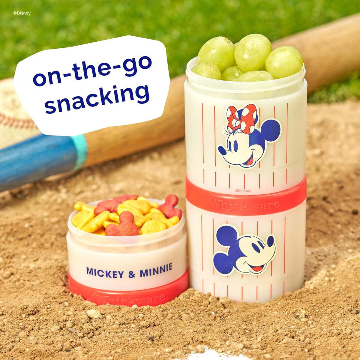 Whiskware Bluey Stackable Snack Containers for Babies, Toddlers, and Kids, 3 Stackable Snack Cups for School and Travel, Cupholder Friendly, Bluey and Bingo! Let’s Do This!