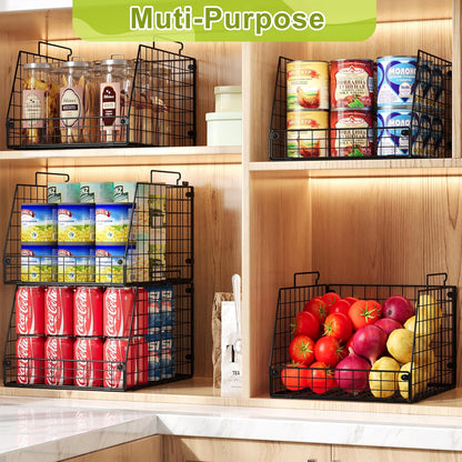 Jakyitvi XXL Stackable Wire Storage Basket, Extra Large Capacity Pantry Organizer and Storage, Muti-Purpose for Fruit Vegetable Basket & Toy Bin & Snack Organizer