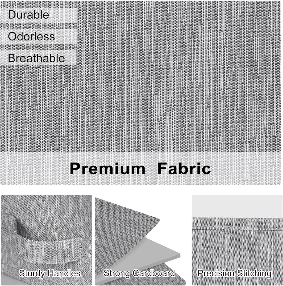 WUIKE Closet Organizers and Storage, Trapezoid Storage Bins, Fabric Closet Bins with Handles, Foldable Storage Baskets for Clothes, Purse, Blanket, Herringbone Gray, Extra Large